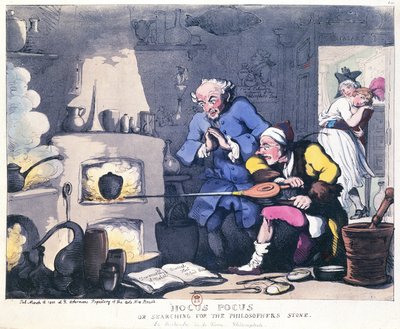 Hocus Pocus of op zoek naar de Steen der Wijzen, gepubliceerd maart 1800 door Thomas Rowlandson